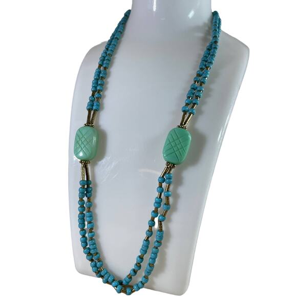 Turquoise 5 Necklaces, 1 pair Earrings Lot, Various Vintages & Styles - Picture 2 of 16